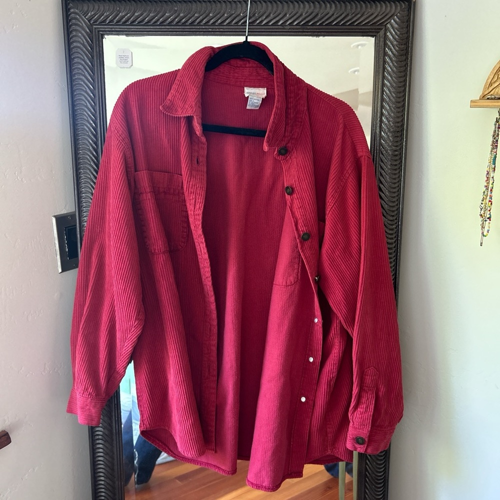 Vintage reddish pink corduroy button up